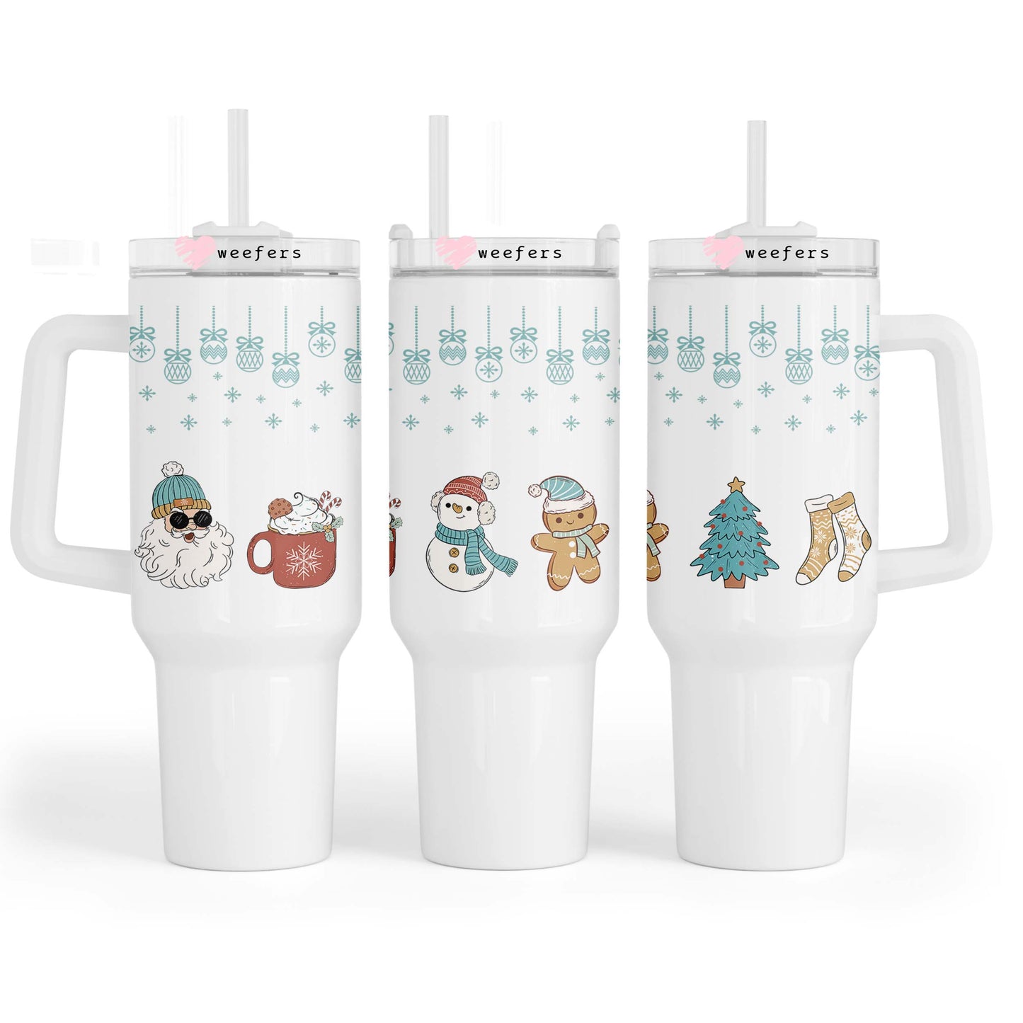 Santa Hot Cocoa Snowmen Christmas 40oz Tumbler UV DTF or Sublimation Wrap - Decal - Weefers