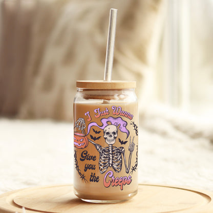 I Just Wanna Give You the Creeps Halloween 16oz Libbey Glass Can UV DTF or Sublimation Wrap - Decal - Weefers