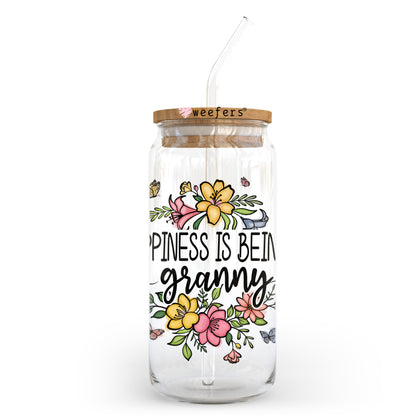 Happiness is being a Granny 20oz Libbey Glass Can UV DTF or Sublimation Wrap - Decal - Weefers