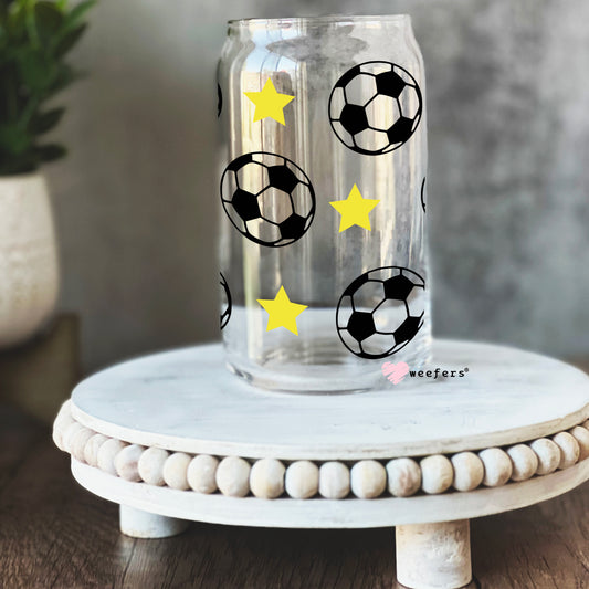 Soccer Star 16oz Libbey Glass Can UV DTF or Sublimation Wrap - Decal - Weefers