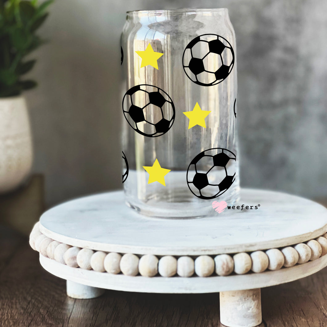 Soccer Star 16oz Libbey Glass Can UV-DTF or Sublimation Wrap - Decal