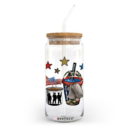 Military Coffee Latte 20oz Libbey Glass Can, 34oz Hip Sip, 40oz Tumbler UV DTF or Sublimation Decal Transfer - Weefers