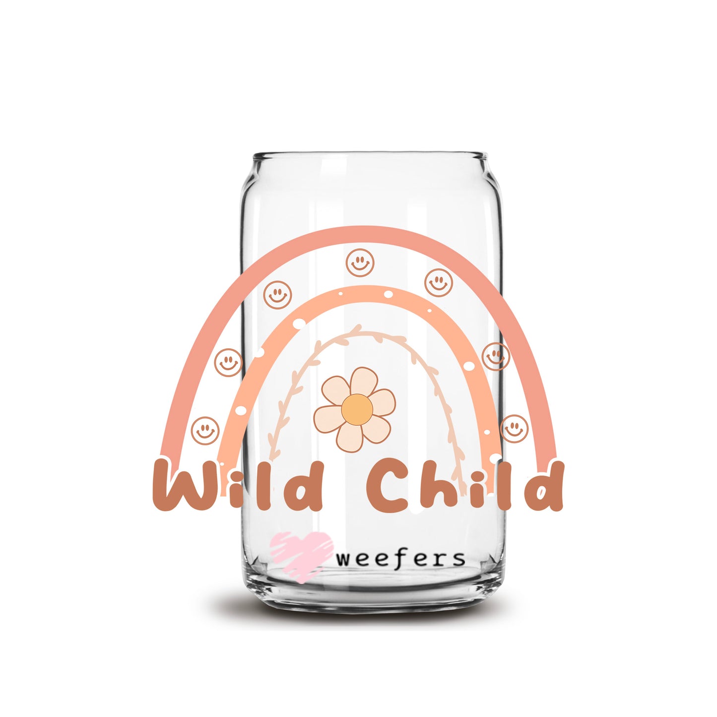 Wild Child Neutrals 16oz Libbey Glass Can UV DTF or Sublimation Cup Wrap - Decal Transfer - Weefers