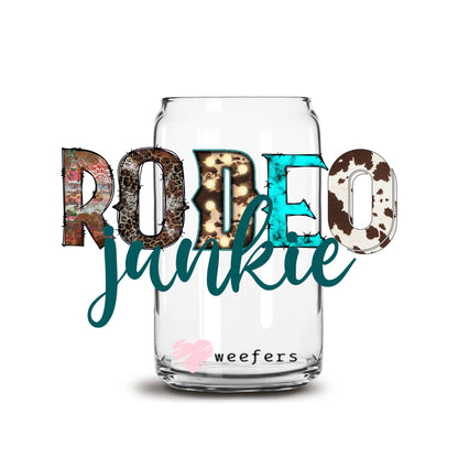 Rodeo Junkie 16oz Libbey Glass Can UV DTF or Sublimation Cup Wrap - Decal Transfer - Weefers