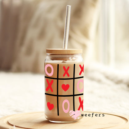 Valentine Tic Tac Toe Libbey Glass Can Wrap UV DTF Sublimation Transfers - Weefers