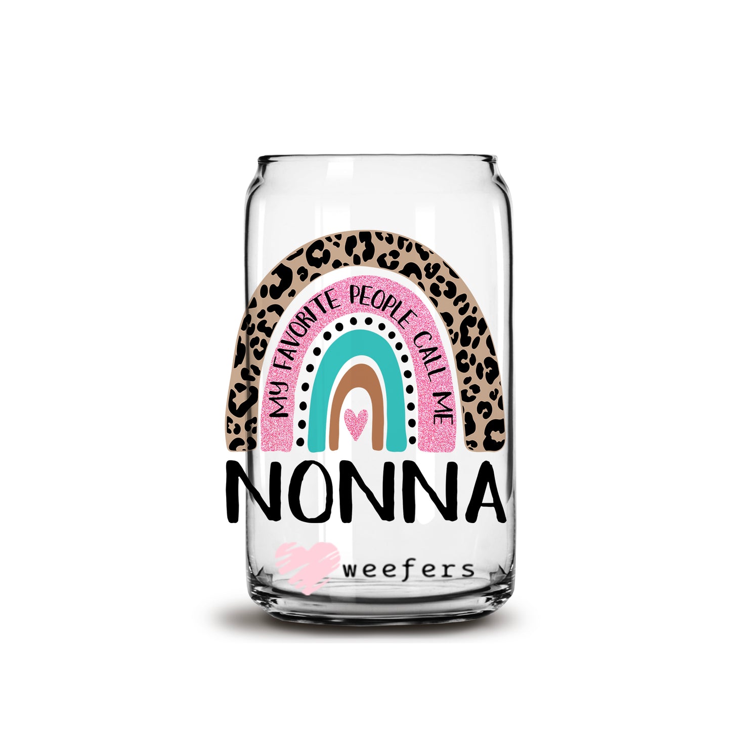 Mother's Day Nonna Boho Rainbow Libbey Glass Can UV DTF or Sublimation Wrap - Decal - Weefers