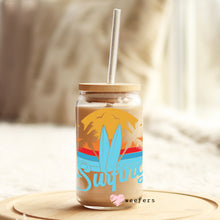Load image into Gallery viewer, Retro Surfing 16oz Libbey Glass Can UV-DTF or Sublimation Wrap - Decal
