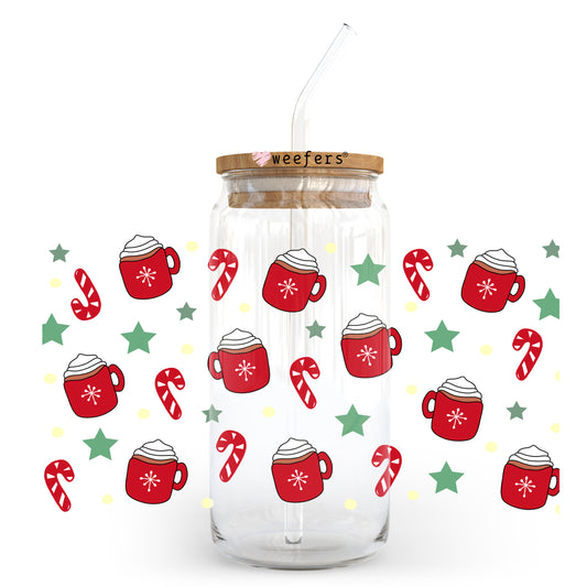 Christmas Cocoa and Candy Canes 20oz Libbey Glass Can, 34oz Hip Sip, 40oz Tumbler UV DTF or Sublimation Decal Transfer - Weefers