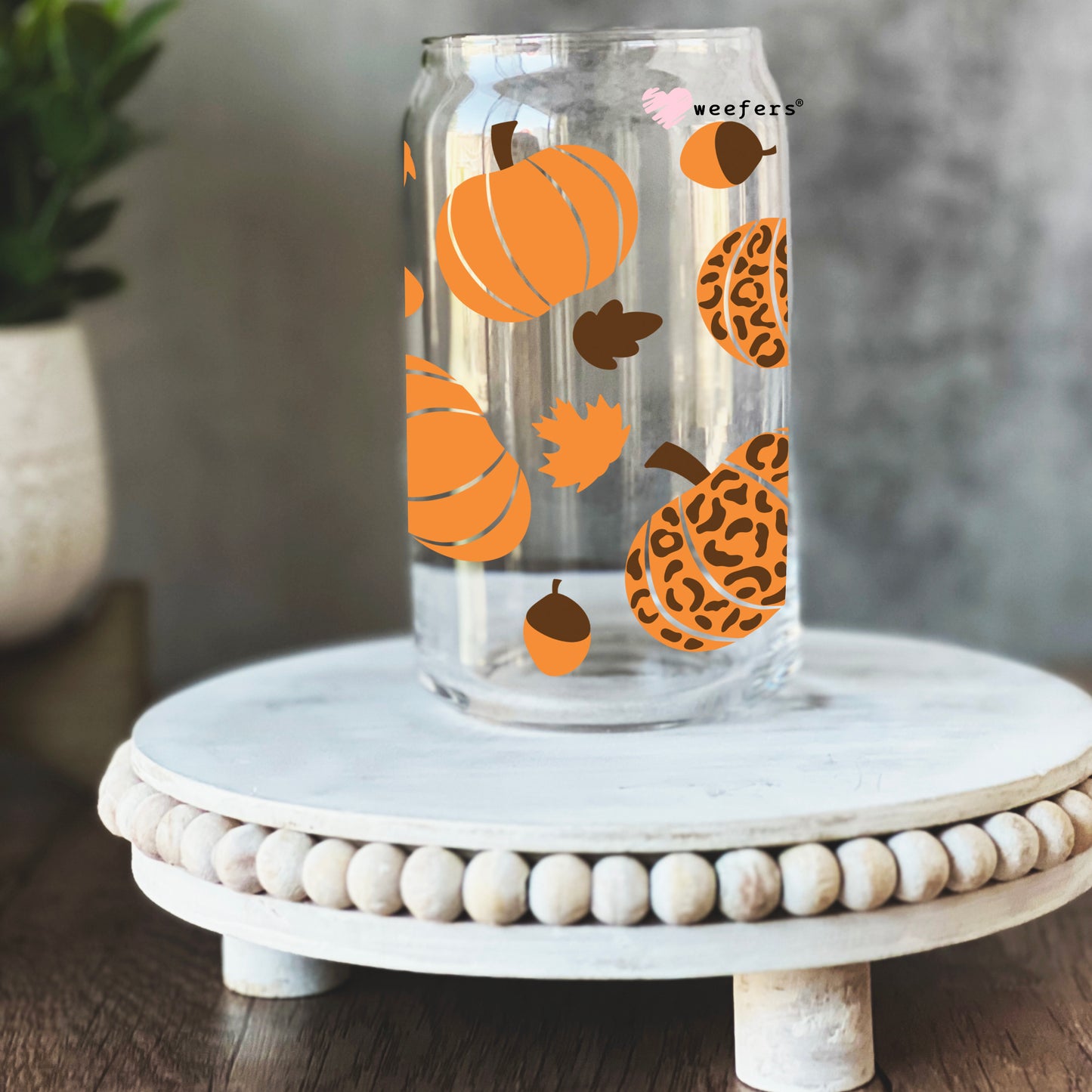 Fall into Pumpkins 16oz Libbey Glass Can UV DTF or Sublimation Wrap - Decal - Weefers