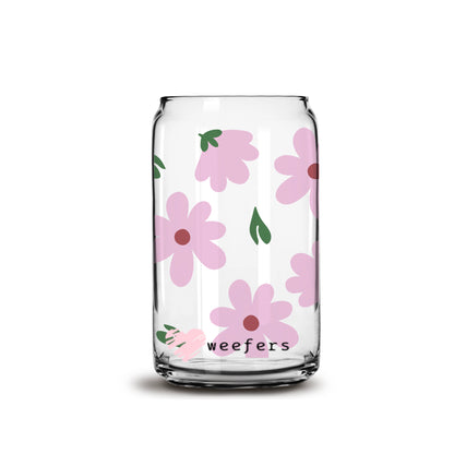 Spring Purple Daisies 16oz Libbey Glass Can UV DTF or Sublimation Wrap - Decal - Weefers