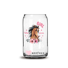 Load image into Gallery viewer, Just a Girl Who Loves Horses 16oz Libbey Glass Can UV-DTF or Sublimation Wrap - Decal
