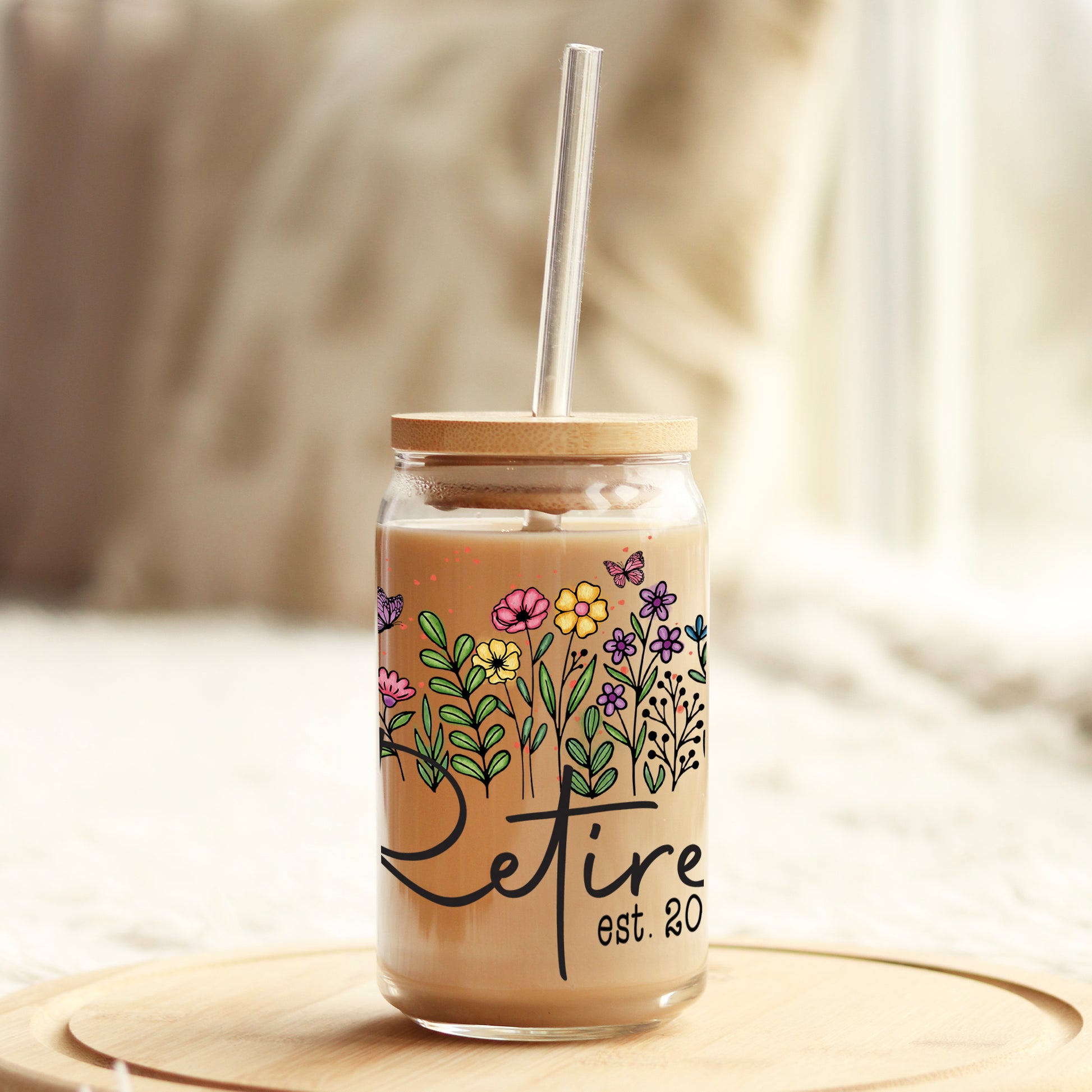 Retired Est. 2023 Wildflowers 16oz Libbey Glass Can UV DTF or Sublimation Wrap - Decal - Weefers