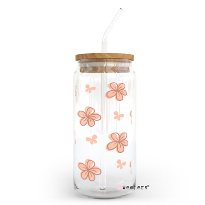 Boho floral flowers 20oz Libbey Glass Can, 34oz Hip Sip, 40oz Tumbler UV DTF or Sublimation Decal Transfer - Weefers