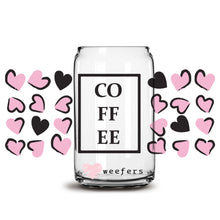 Load image into Gallery viewer, Pink Hearts Coffee Libbey Glass Can UV-DTF or Sublimation Wrap - Decal

