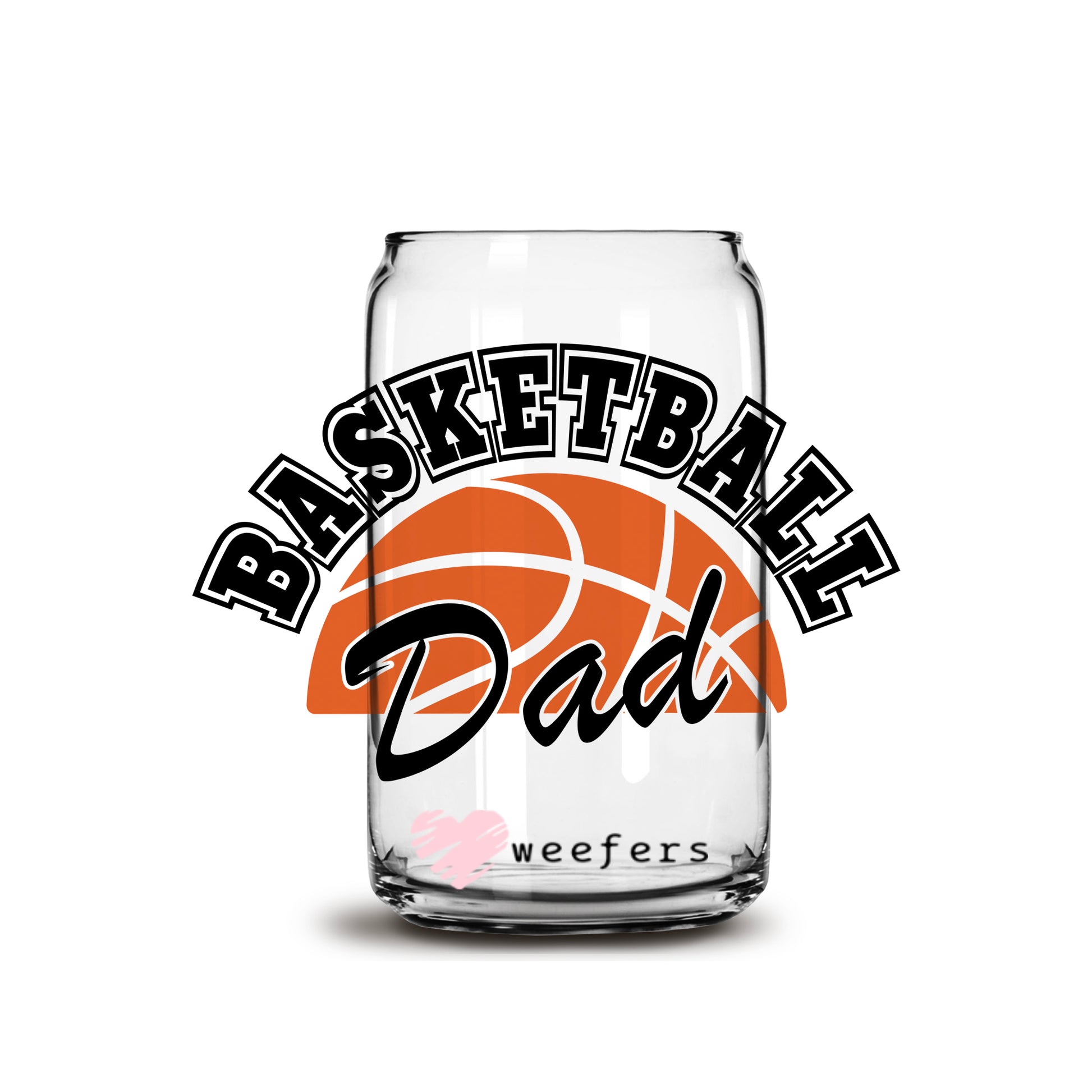 Basketball Dad 16oz Libbey Glass Can UV DTF or Sublimation Cup Wrap - Decal Transfer - Weefers