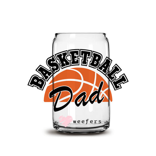 Basketball Dad 16oz Libbey Glass Can UV DTF or Sublimation Cup Wrap - Decal Transfer - Weefers