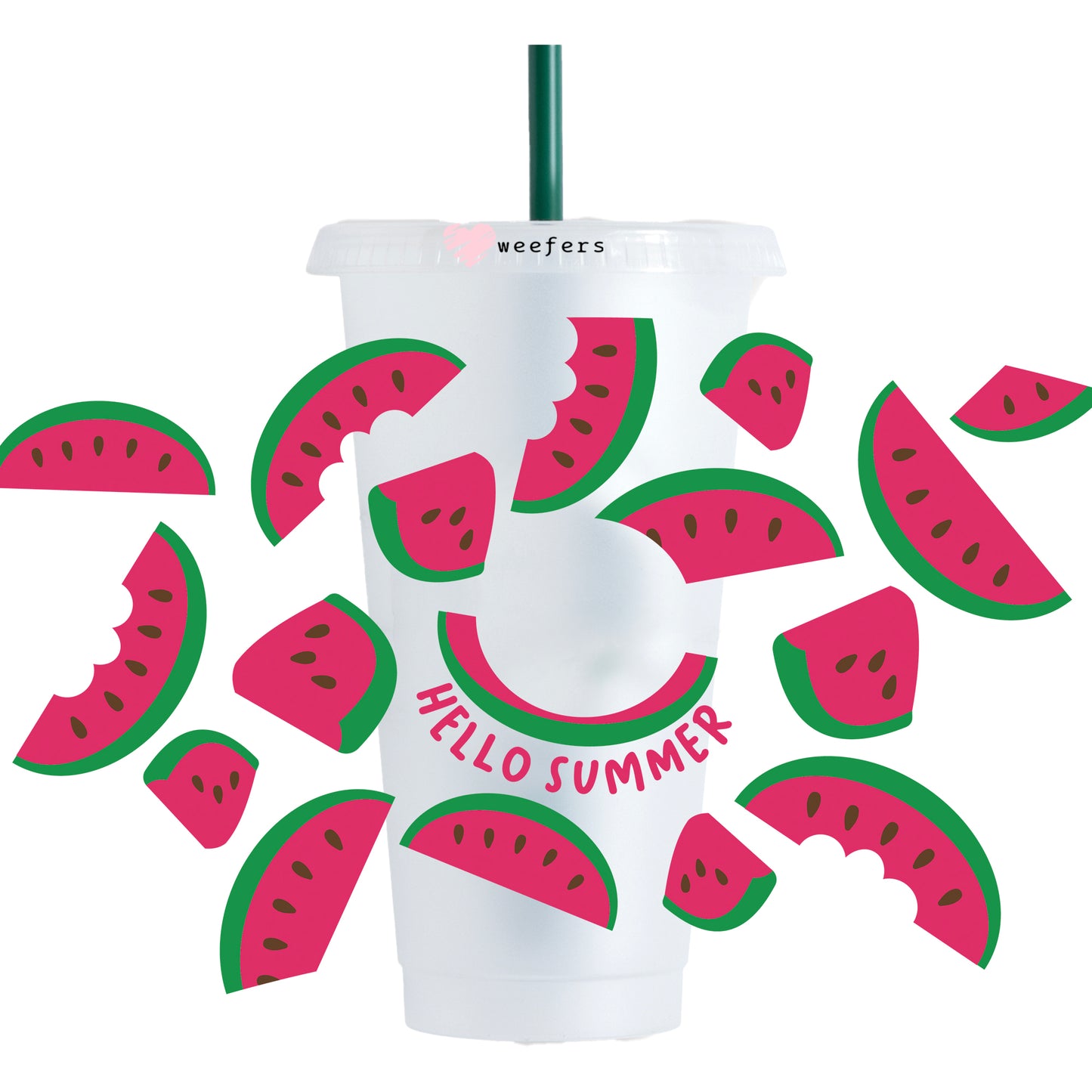 Watermelon Hello Summer HOLE 24oz Cold Cup UV DTF Wrap - Hole - Ready to apply Wrap - Weefers