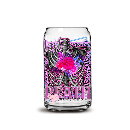 Just Breathe 16oz Libbey Glass Can UV DTF or Sublimation Wrap - Decal - Weefers