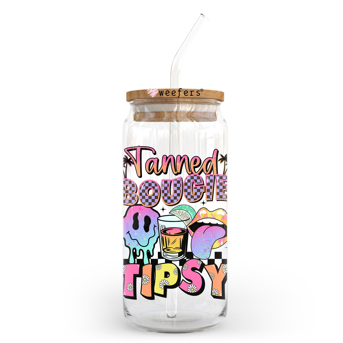 Tanned Bougie Tipsy 20oz Libbey Glass Can UV DTF or Sublimation Wrap - Decal Transfer - Weefers