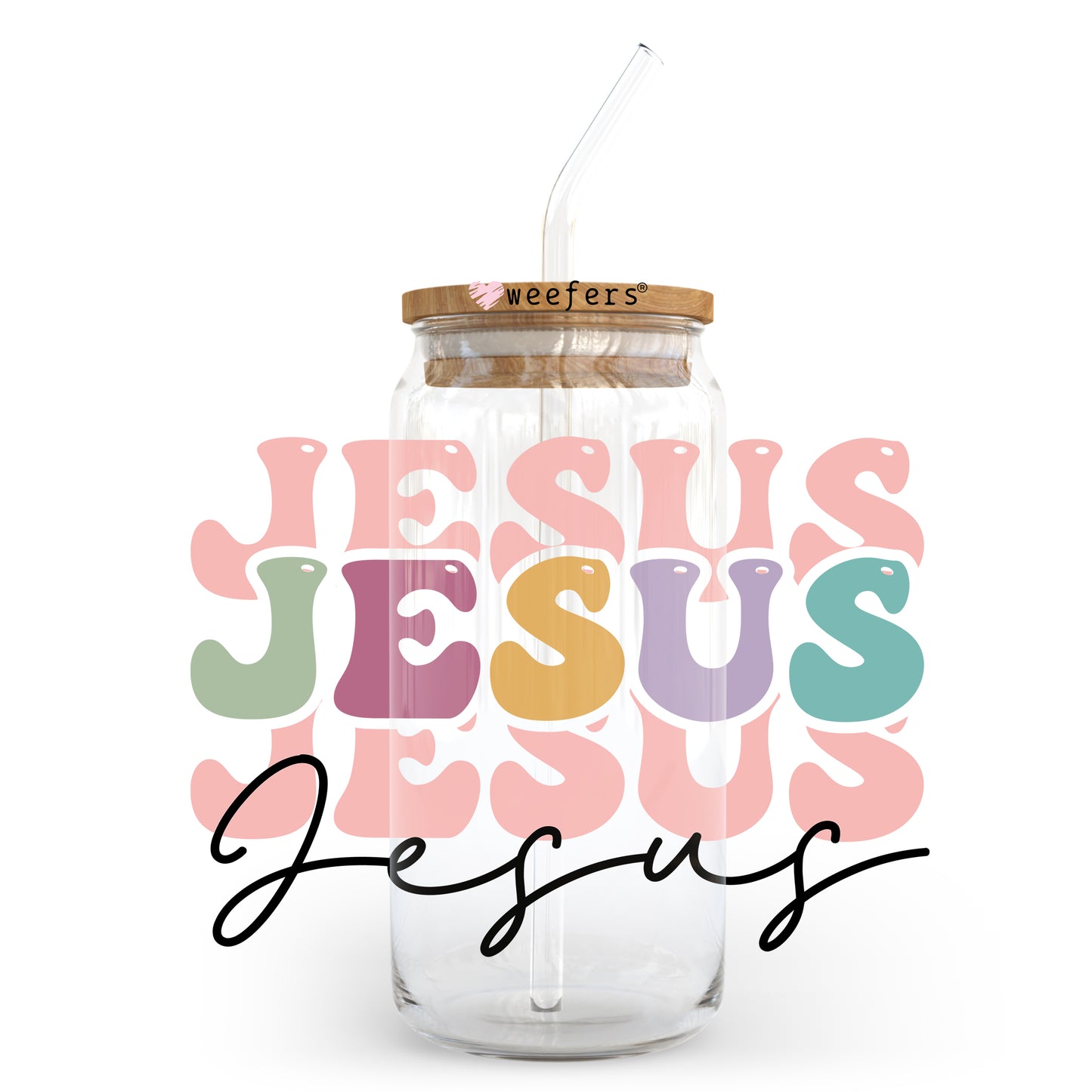 Jesus Jesus Jesus Christian 20oz Libbey Glass Can, 34oz Hip Sip, 40oz Tumbler UV DTF or Sublimation Decal Transfer - Weefers