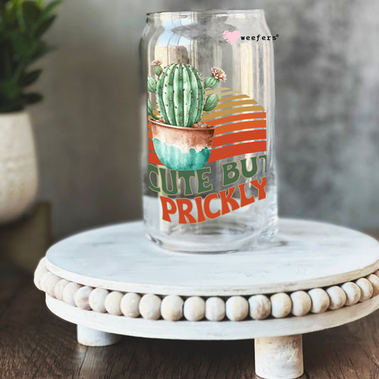 Cute but Prickly 16oz Libbey Glass Can UV DTF or Sublimation Wrap - Decal Weefers