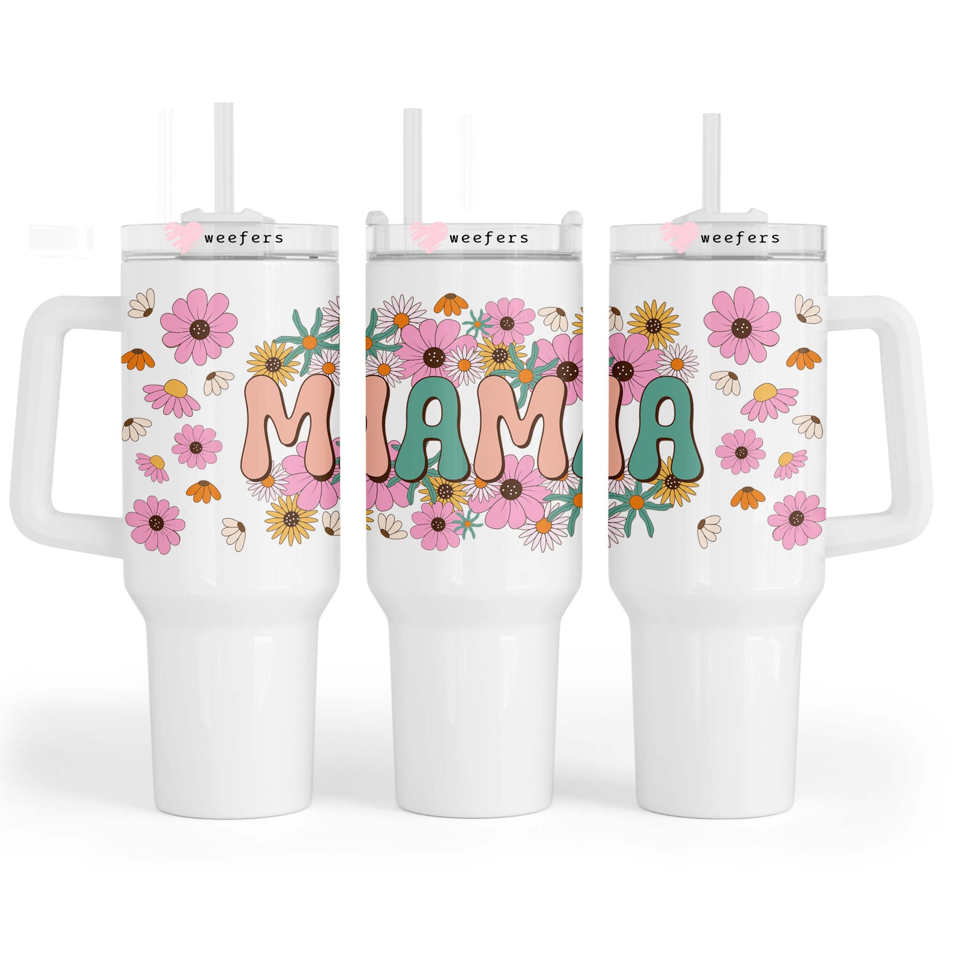 Bright Floral Mama 40oz Tumbler UV DTF or Sublimation Wrap - Decal - Weefers