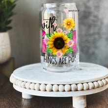 Load image into Gallery viewer, With God All Things Are Possible Sunflower 16oz Libbey Glass Can UV-DTF or Sublimation Decal Transfer
