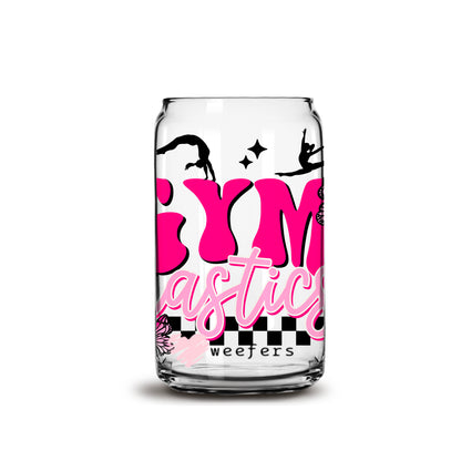 Retro Gymnastics 16oz Libbey Glass Can UV DTF or Sublimation Wrap - Decal - Weefers