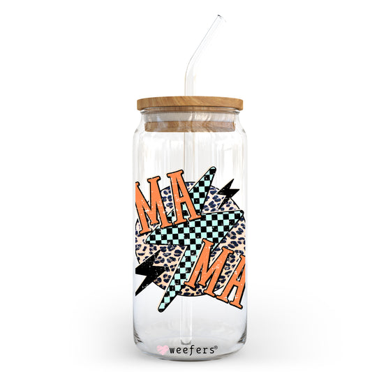 Mama Lightening Bolt Checker 20oz Libbey Glass Can, 34oz Hip Sip, 40oz Tumbler UV DTF or Sublimation Decal Transfer - Weefers