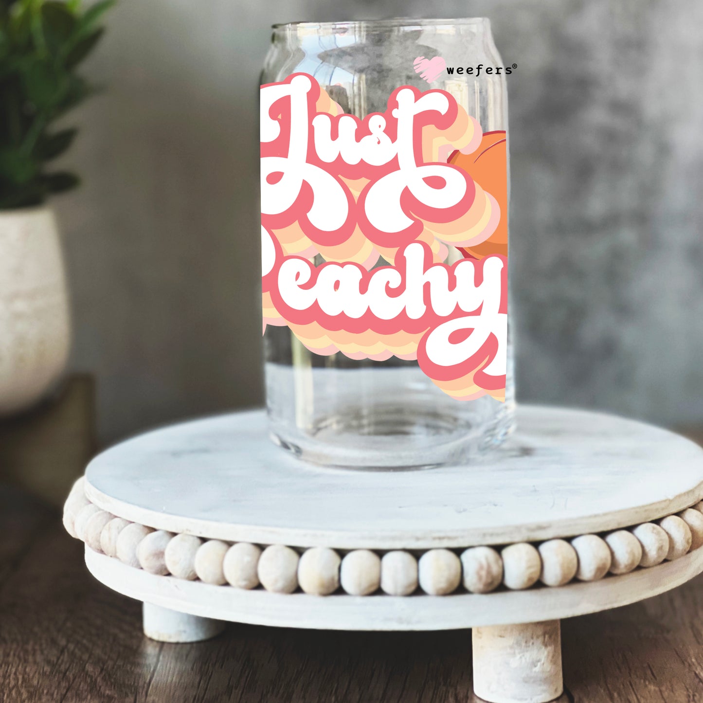 Just Peachy 16oz Libbey Glass Can UV DTF or Sublimation Wrap - Decal - Weefers