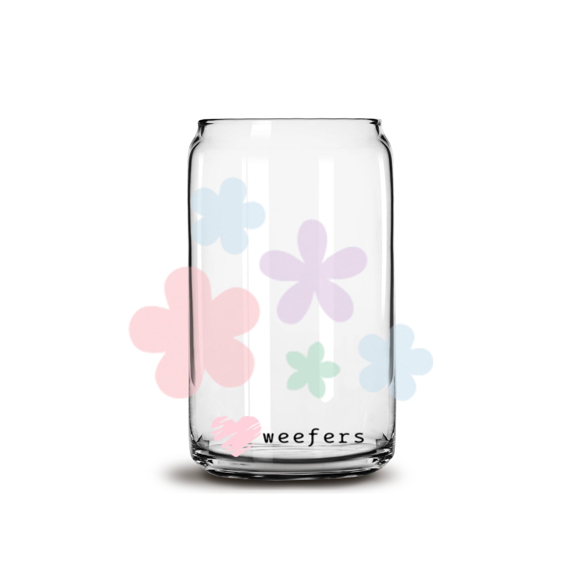 Retro Pastel Flowers Retro Libbey Glass Can Wrap UV DTF Sublimation Transfers - Weefers