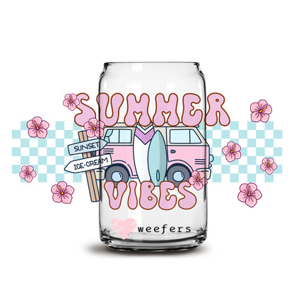 Summer Vibes Bus 16oz Libbey Glass Can UV DTF or Sublimation Wrap - Decal - Weefers