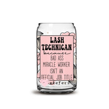 Load image into Gallery viewer, Lash Technician Bad Ass 16oz Libbey Glass Can UV-DTF or Sublimation Wrap - Decal
