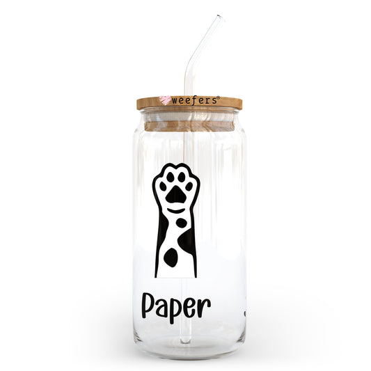 Rock Paper Scissors Cat Paws 20oz Libbey Glass Can UV DTF or Sublimation Wrap - Decal Weefers