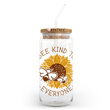 Bee Kind to Everyone 20oz Libbey Glass Can UV DTF or Sublimation Wrap - Decal Transfer - Weefers