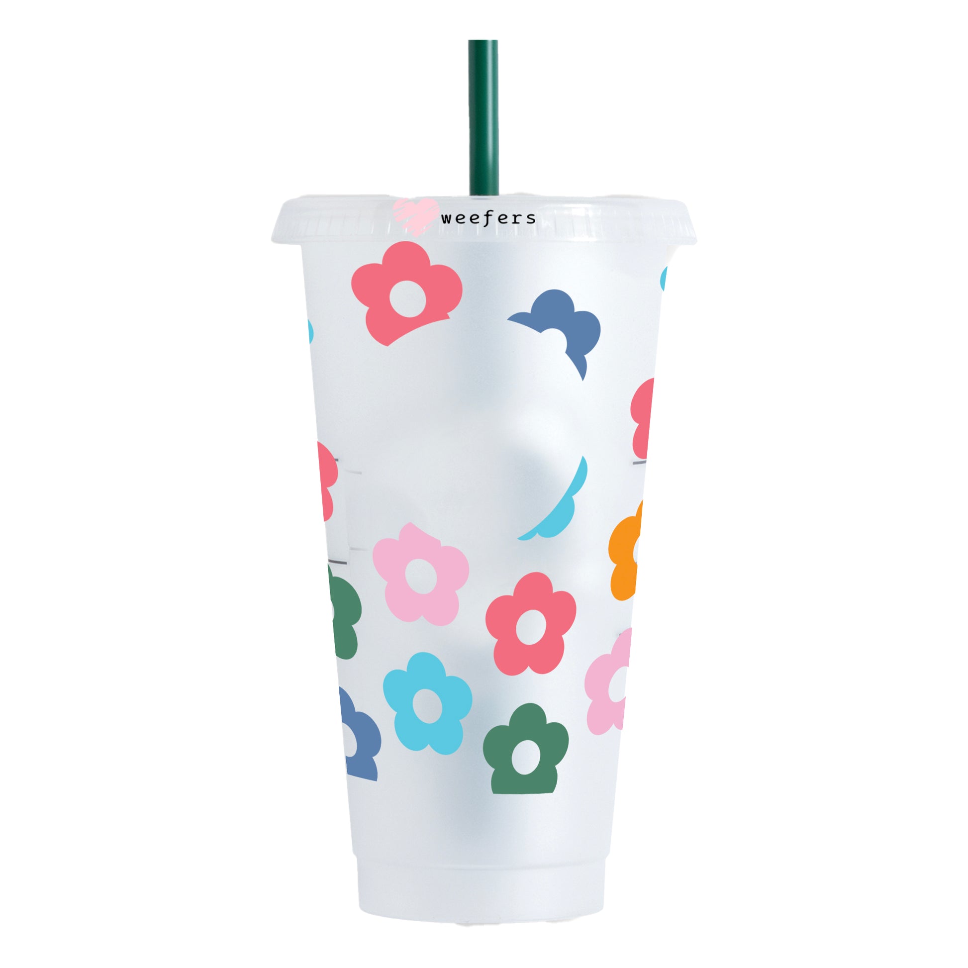 Bright Retro Flowers 24oz UV DTF Cold Cup Wrap - Ready to apply Wrap - HOLE - Weefers