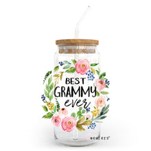Load image into Gallery viewer, Best Grammy Ever Floral Wreath 20oz Libbey Glass Can UV-DTF or Sublimation Wrap - Decal
