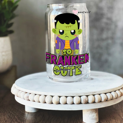 So Franken Cute Halloween 16oz Libbey Glass Can UV DTF or Sublimation Wrap - Decal - Weefers