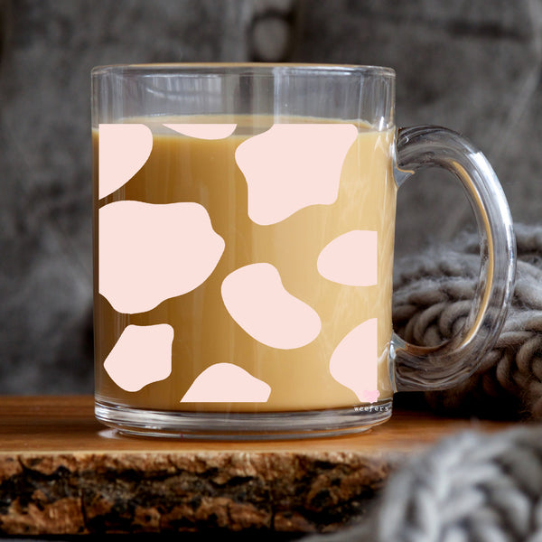 Cow Print Coffee Glass Can Cup, Cow print Tumbler, Coffee Glass