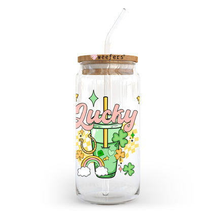 Lucky Rainbow St. Patrick's Day 20oz Libbey Glass Can UV DTF or Sublimation Wrap - Decal Transfer - Weefers