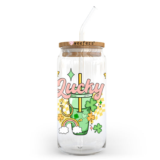 Lucky Rainbow St. Patrick's Day 20oz Libbey Glass Can UV DTF or Sublimation Wrap - Decal Transfer - Weefers