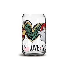 Load image into Gallery viewer, Peace Love Santa 16oz Libbey Glass Can UV-DTF or Sublimation Wrap - Decal
