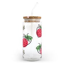 Load image into Gallery viewer, Whimsical Strawberries 20oz Libbey Glass Can, 34oz Hip Sip, 40oz Tumbler UVDTF or Sublimation Decal Transfer
