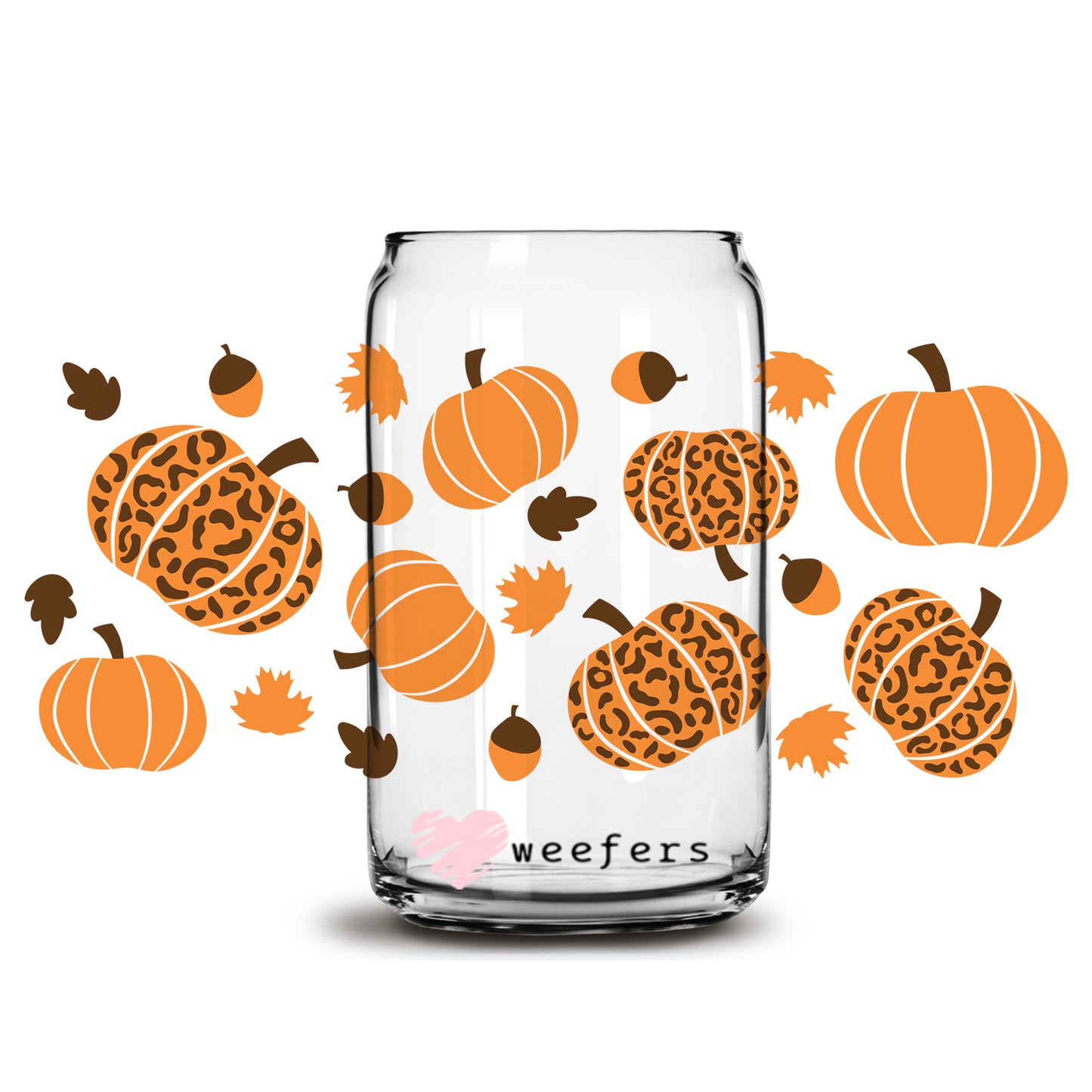 Fall into Pumpkins 16oz Libbey Glass Can UV DTF or Sublimation Wrap - Decal - Weefers