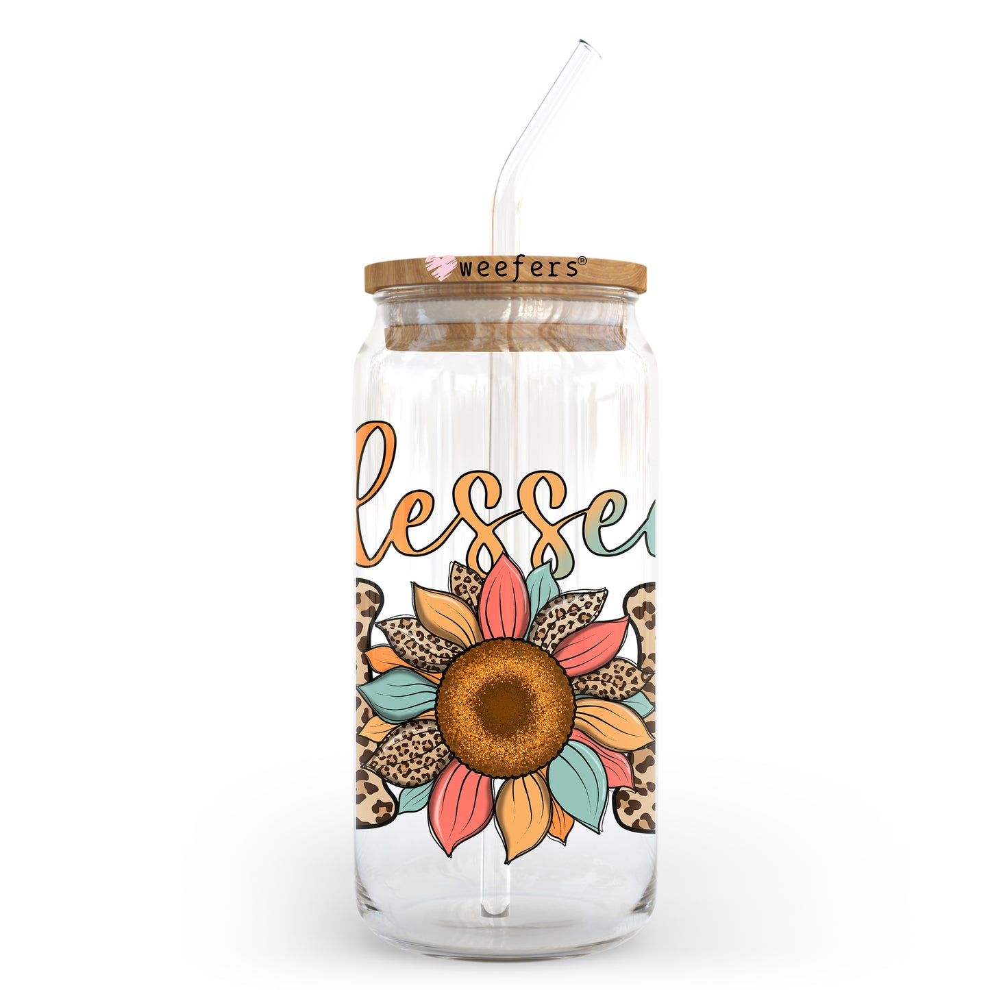 Blessed Mom Sunflower 20oz Libbey Glass Can UV DTF or Sublimation Wrap - Decal - Weefers