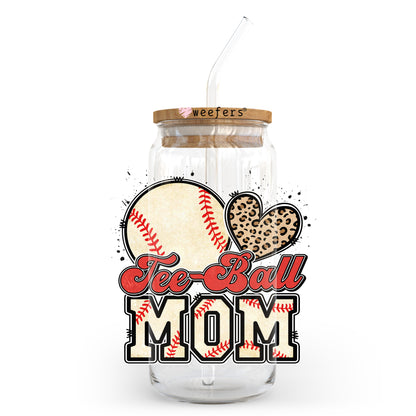 Tee Ball Mom Baseball 20oz Libbey Glass Can UV DTF or Sublimation Wrap - Decal Transfer Weefers