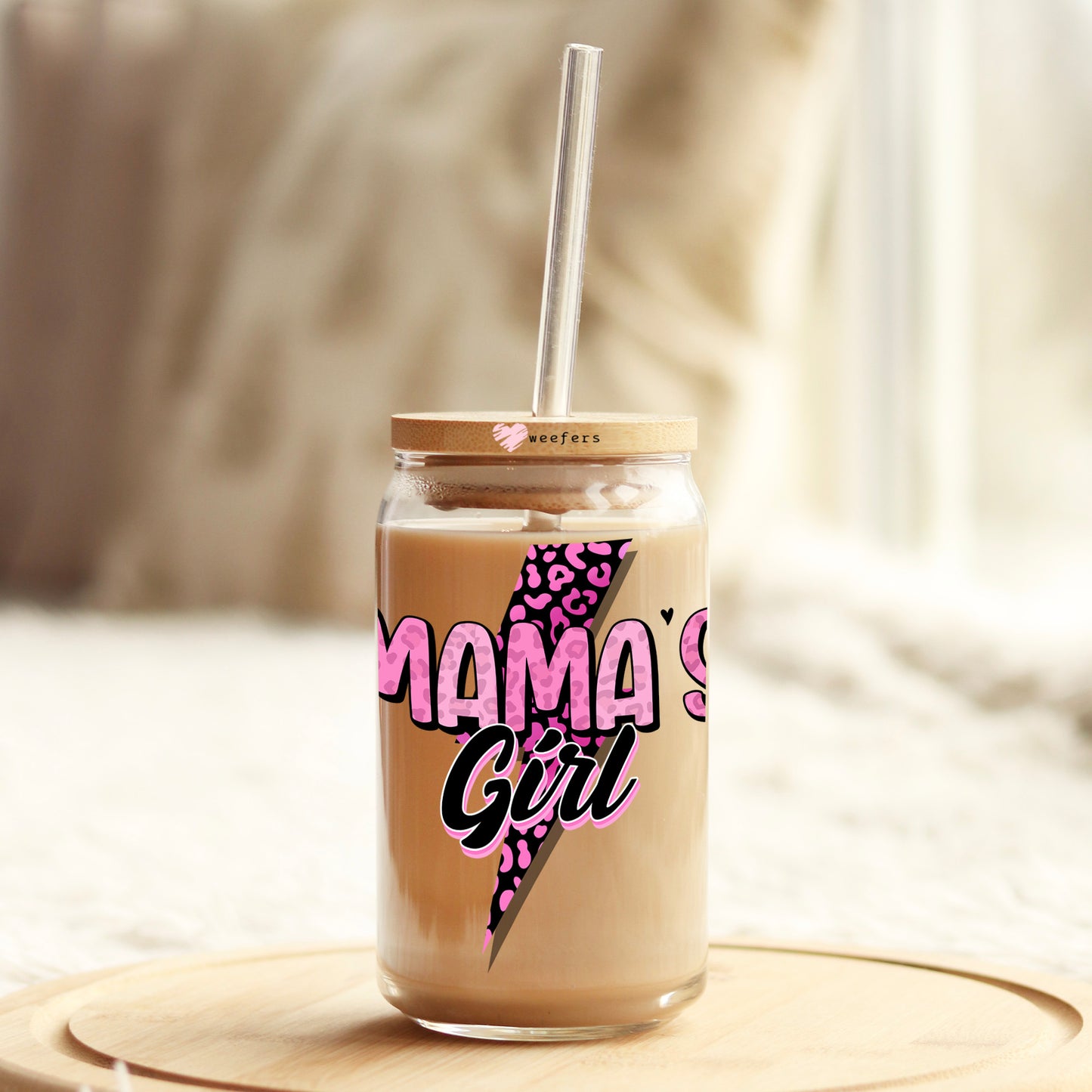 Pink Mama's Girl 16oz Libbey Glass Can UV DTF or Sublimation Cup Wrap - Decal Transfer - Weefers