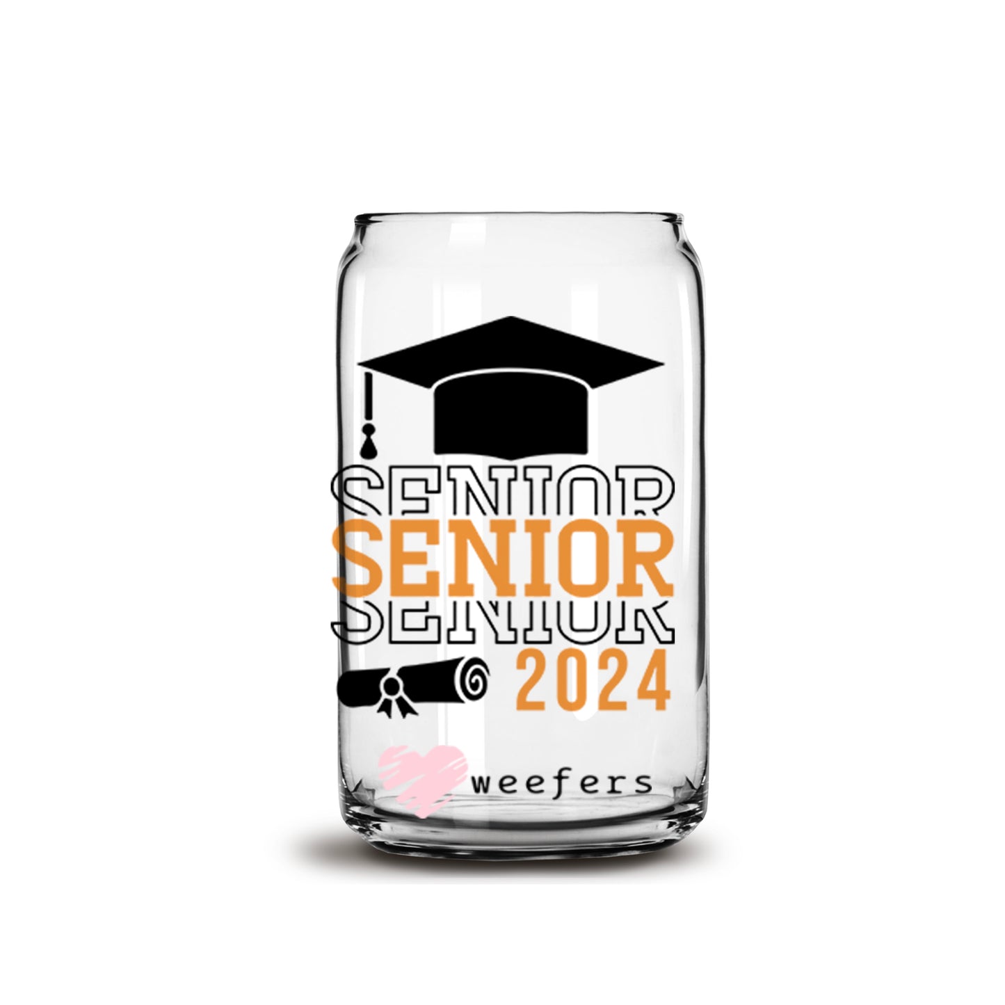 Senior Senior Senior Class of 2024 16oz Libbey Glass Can UV DTF or Sublimation Wrap - Decal - Weefers