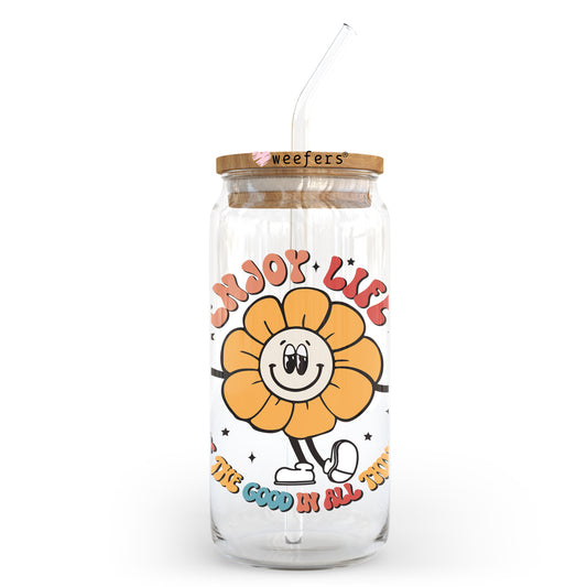 Enjoy Life Retro 20oz Libbey Glass Can UV DTF or Sublimation Wrap - Decal Weefers