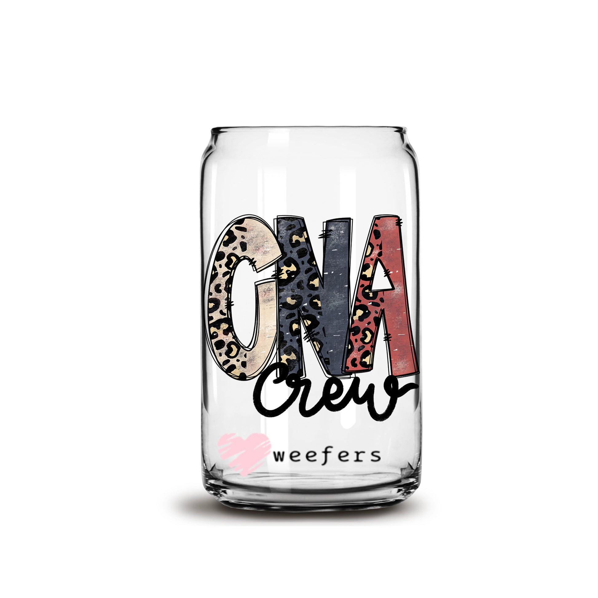 CNA Crew Doodle 16oz Libbey Glass Can UV DTF or Sublimation Wrap - Decal - Weefers